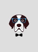 Portrait of dog, wearing glasses, like a gentleman, cool style, cosplay vector