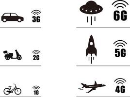 5G 5th generation mobile network wireless icon, 1g to 6g. vector