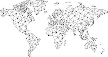 Polygonal map. Digital globe earth, Polygons maps, World wide internet network mesh, 3d grid illustration vector