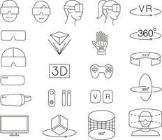 Virtual reality line icon set. illustrator vector