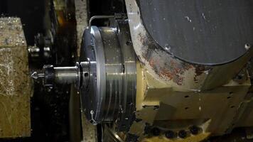 Close Up of CNC Machine Spindle with Coolant Dripping video