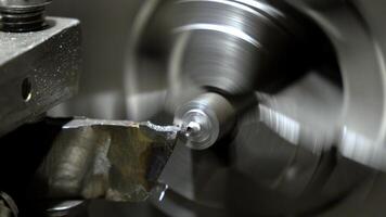 Close Up of Lathe Machine Shaping Metal with Motion Blur video
