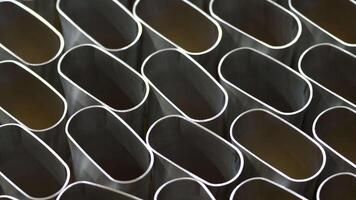 Close Up of Metallic Oval Tubes in a Grid Pattern video