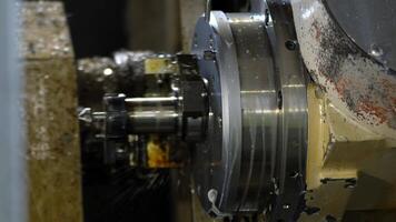 Close Up of CNC Machine Spindle and Cutting Tool in Operation video