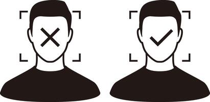 Face ID, facial Recognition System concept icons, biometric identification, personal verification, simple illustration vector