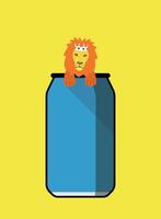 Lion wearing crown, crabbing to the top of the coke can , poster vector