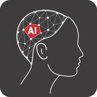 Microchip in the Cyborg head, Artificial intelligence concept. illustration vector