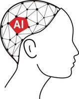 Microchip in the Cyborg head, Artificial intelligence concept. illustration vector