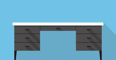 Single Desk with drawer flat icon design, Blue color background vector