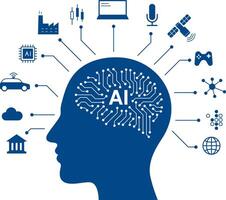 circuit board in the Cyborg head, Artificial intelligence of digital human. illustration vector