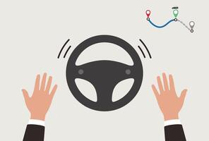 Autonomous self-driving concept, no touching, artificial intelligent, vector