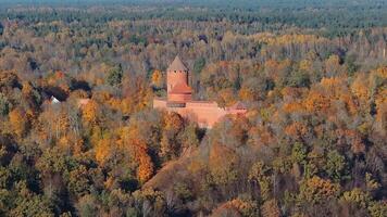 Turaida Castle Amidst Autumn Forest in Sigulda, Latvia video