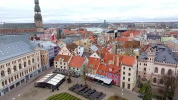 Aerial View of Riga's Historic Architecture and Daugava River video