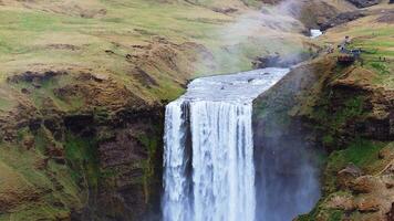 Skogafoss Waterfall with Viewing Platform in Iceland video