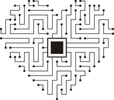 circuit board, chip and heart shape, Artificial intelligence concept. illustration vector