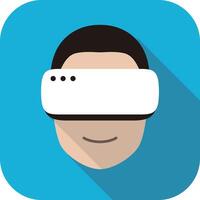 Man wearing Virtual reality glasses. front view, playing games, illustration vector