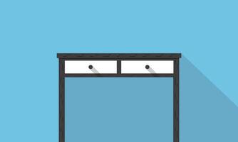 Single Desk with drawer flat icon design, Blue color background, light and shadow. vector