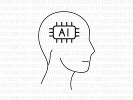 Microchip in the Cyborg head, Artificial intelligence concept. illustration vector