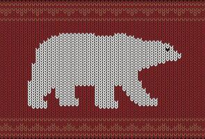 Polar bear on the knitting pattern, Happy new year, illustration vector