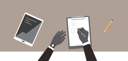 Man working hard, writing something on the paper vector