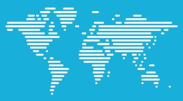 Simple horizontal line map of the world, vector