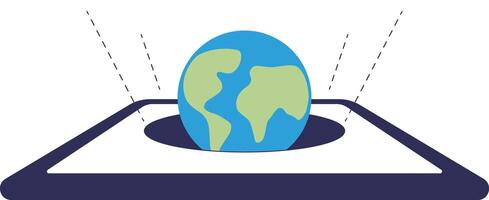VR and metaverse technology concepts. earth flying out from the tablet vector