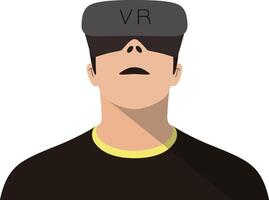 Man wearing Virtual reality glasses. front view, playing games, illustration vector