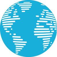 Simple horizontal line map of the world, sphere map, vector