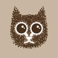 The outline cat is made of coffee bean, advertisement concept vector