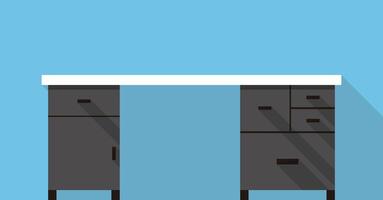 Single Desk with drawer flat icon design, Blue color background vector