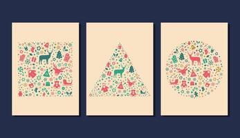 Square, triangle and circle pattern of Christmas icons, illustration vector
