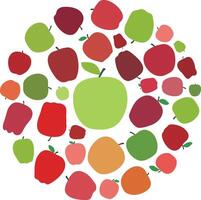 Apple fruit flat icon set in an circle illustration vector