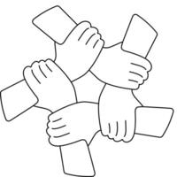 Five man shaking hands vector