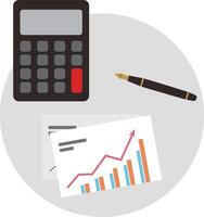 Calculator and paper on the desk, top view, illustration vector