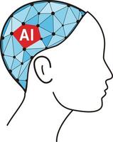 Microchip in the Cyborg head, Artificial intelligence concept. illustration vector