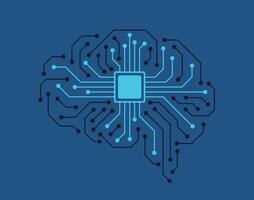 circuit board, chip and brain, Artificial intelligence concept. illustration vector