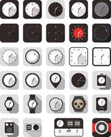 Time clock watch icon set, vector
