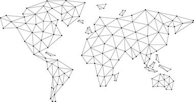 Map of world wide internet network mesh. Social communications background vector