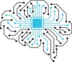 circuit board, chip and brain, Artificial intelligence concept. illustration vector