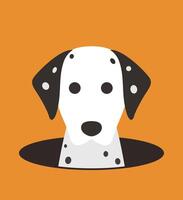 Cute Dalmatian dog on the hole, watching, illustration vector