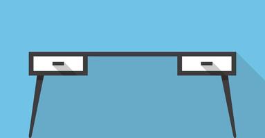 Single Desk with drawer flat icon design, Blue color background vector