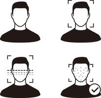 Face ID, facial Recognition System concept icons, biometric identification, personal verification, simple illustration vector