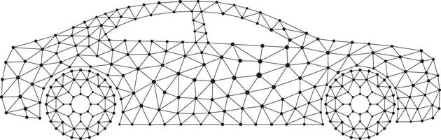 Concept of the car, point and line compose are connected to a car vector