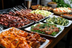 Delicious assortment of dishes served during a festive gathering at a local venue photo