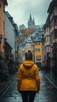 Exploring a colorful urban landscape with a view of historic architecture photo
