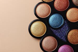 Sparkling makeup palette featuring assorted glitter shades for vibrant looks photo