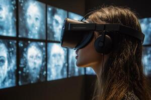 Experience virtual reality in a lush jungle setting with immersive technology photo