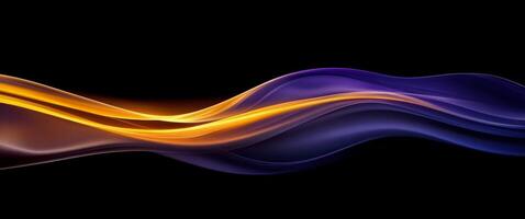 Vibrant abstract wave pattern flowing in shades of orange and purple against a dark background photo