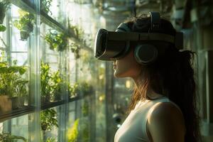 Experience virtual reality in a lush jungle setting with immersive technology photo