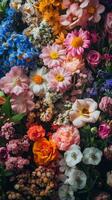 Bright and vibrant flower arrangement showcasing a variety of blossoms in a colorful display photo